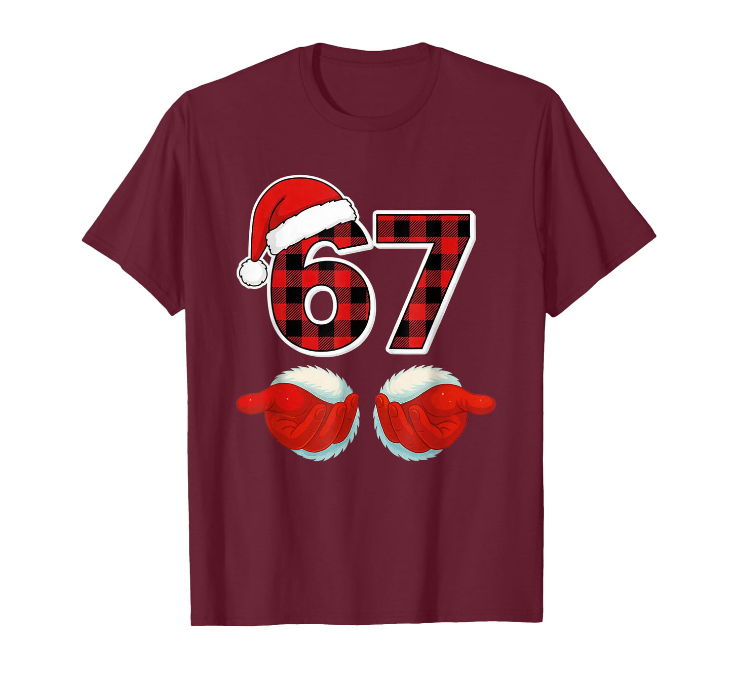 67 Meme Funny Christmas Red Plaid Xmas Pajamas Slang Kids T-Shirt