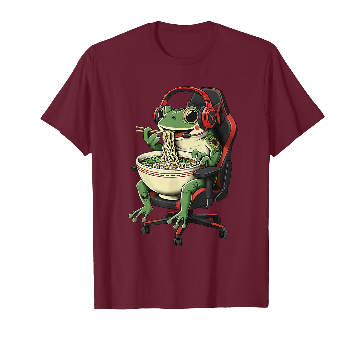 Frog Eating Ramen Kawaii Japanese Noodles Anime Gamer T-Shirt