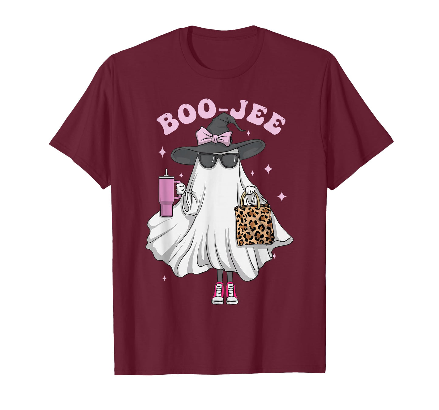 Boujee Boo JEE Cute Ghost in Pink Halloween Girl T-Shirt