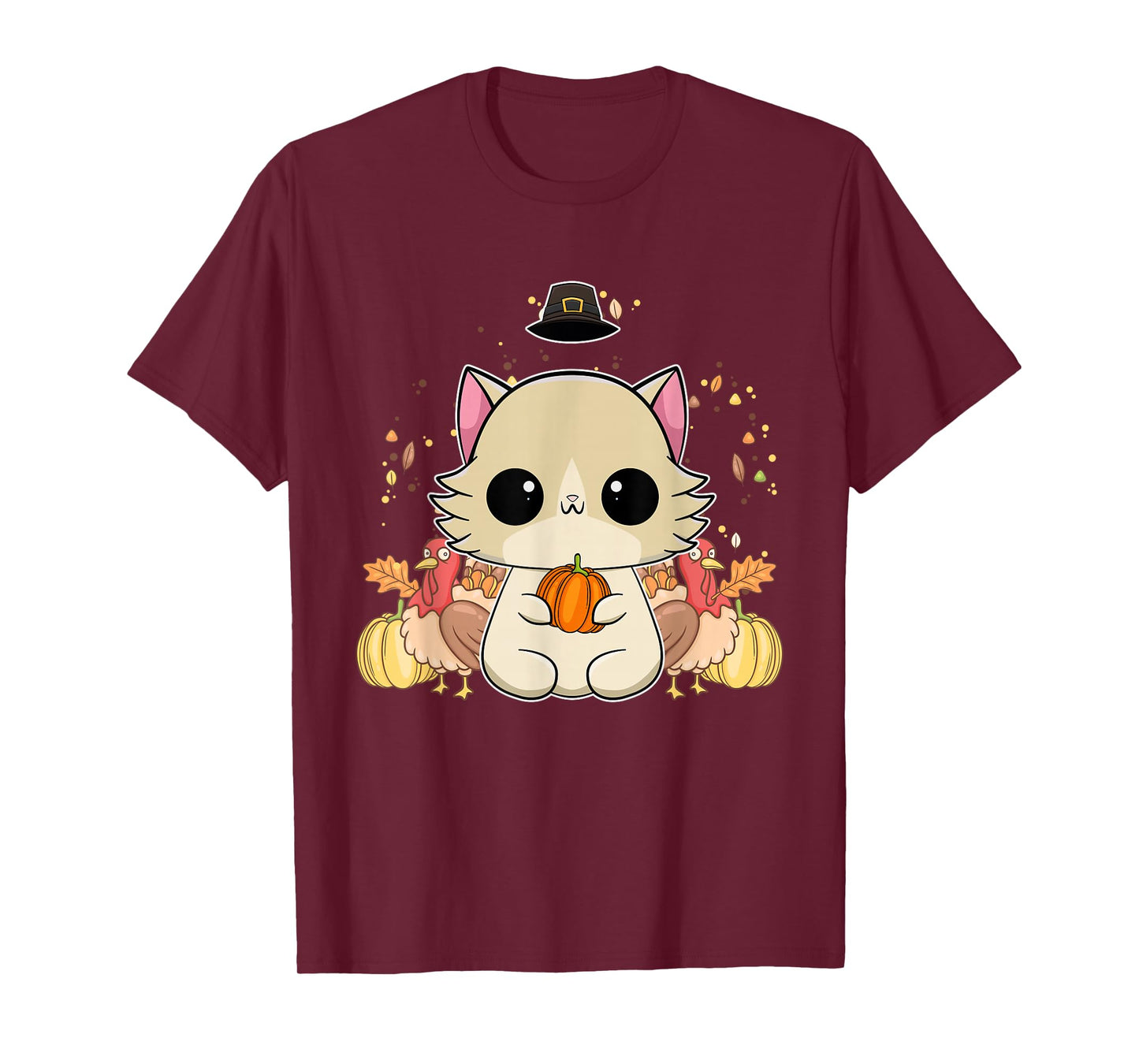 Ragdoll Cat Anime Kitten Thanksgiving Turkey T-Shirt