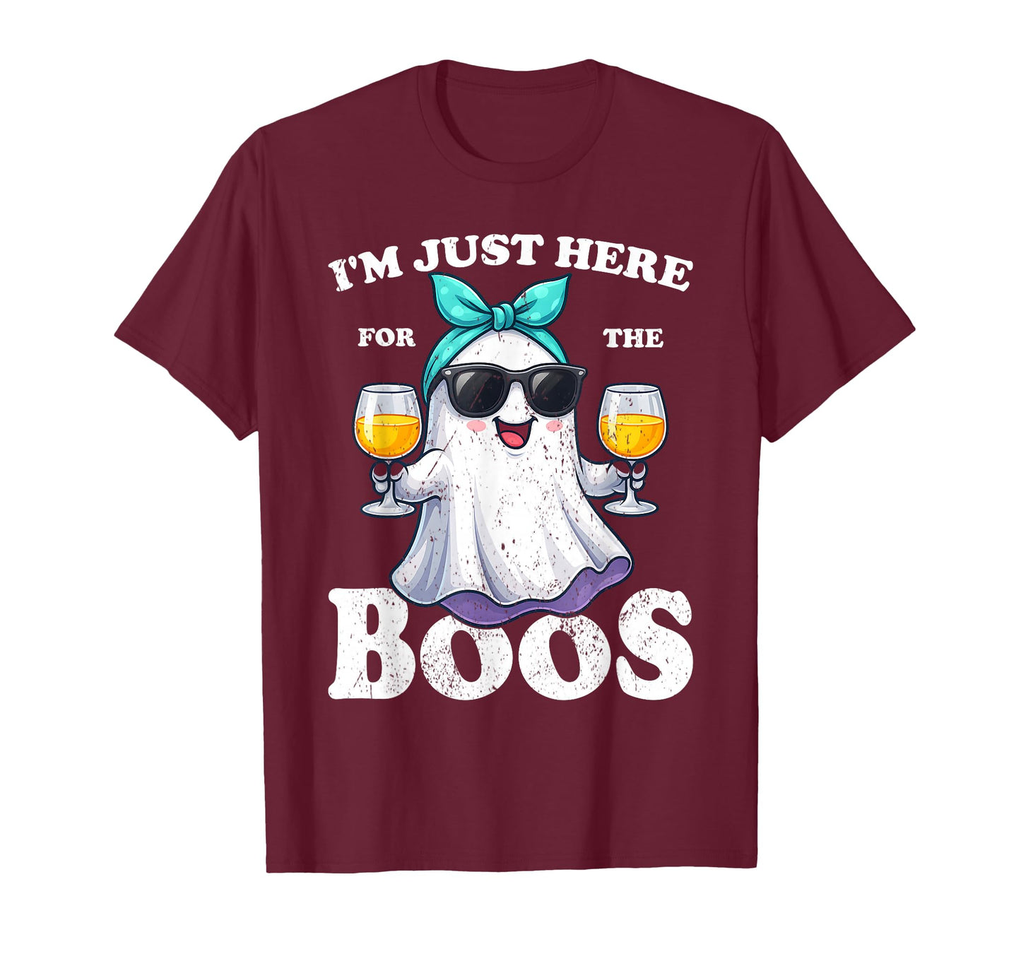 I'm Just Here For The Boos Halloween Women Ghost Cute Funny T-Shirt