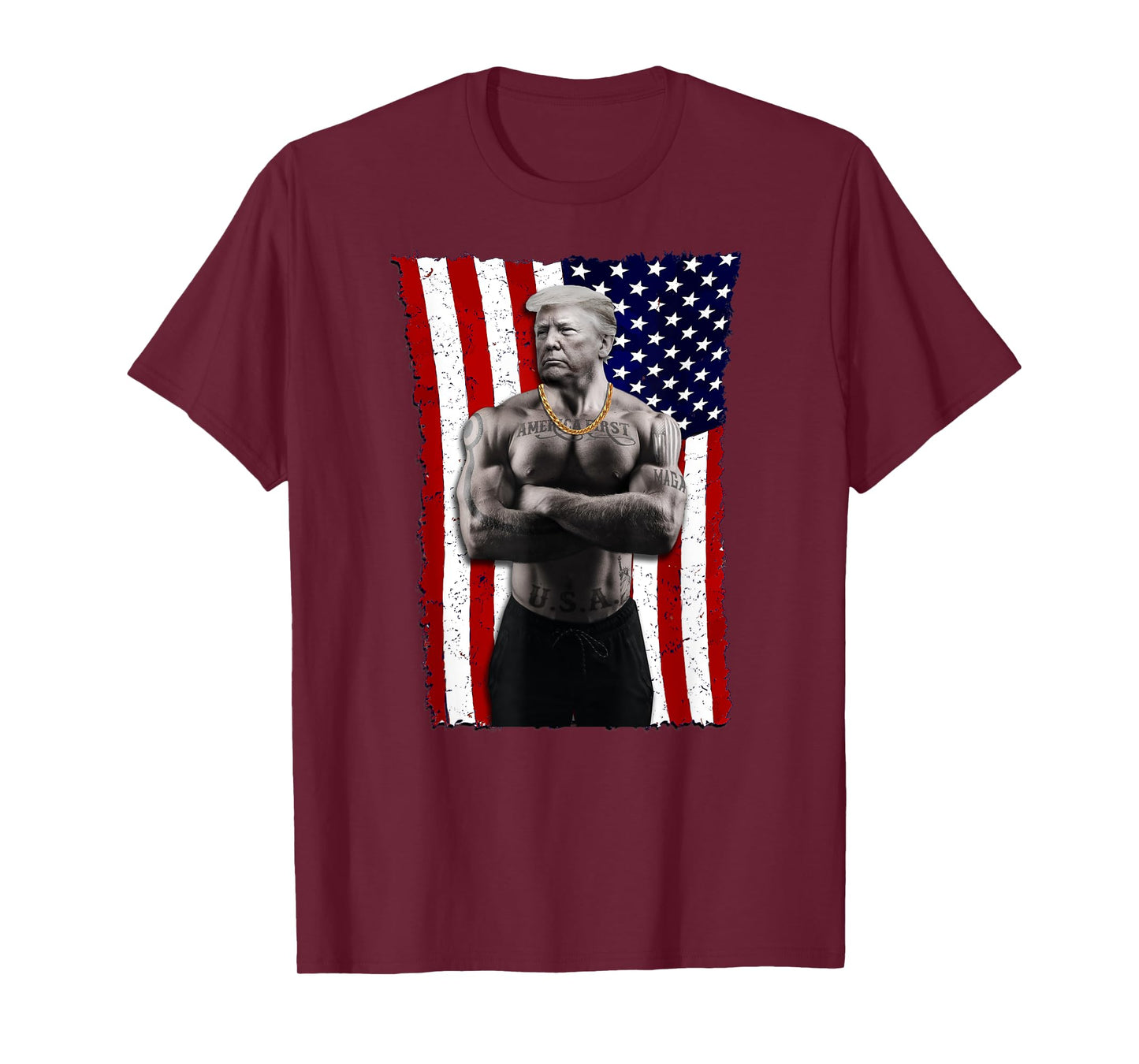 Gangster Pro Donald Trump Tattoo Republican American Flag v4 T-Shirt