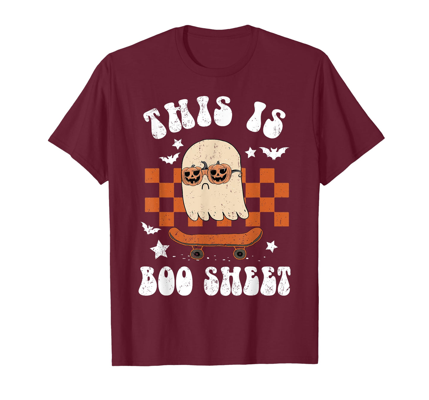 Cute Ghost Skateboarding This is Boo Sheet Halloween Costume T-Shirt
