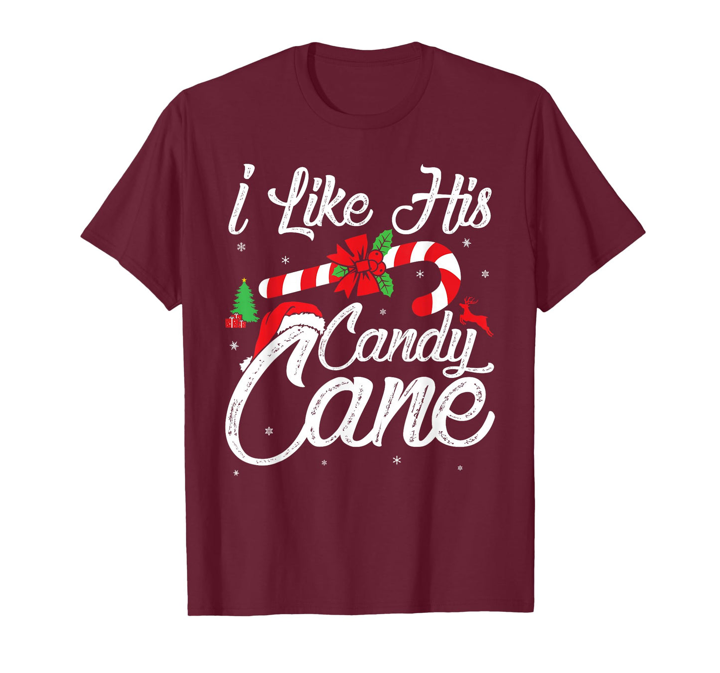 I Like His Candy Cane Couples Matching Christmas Funny T-Shirt