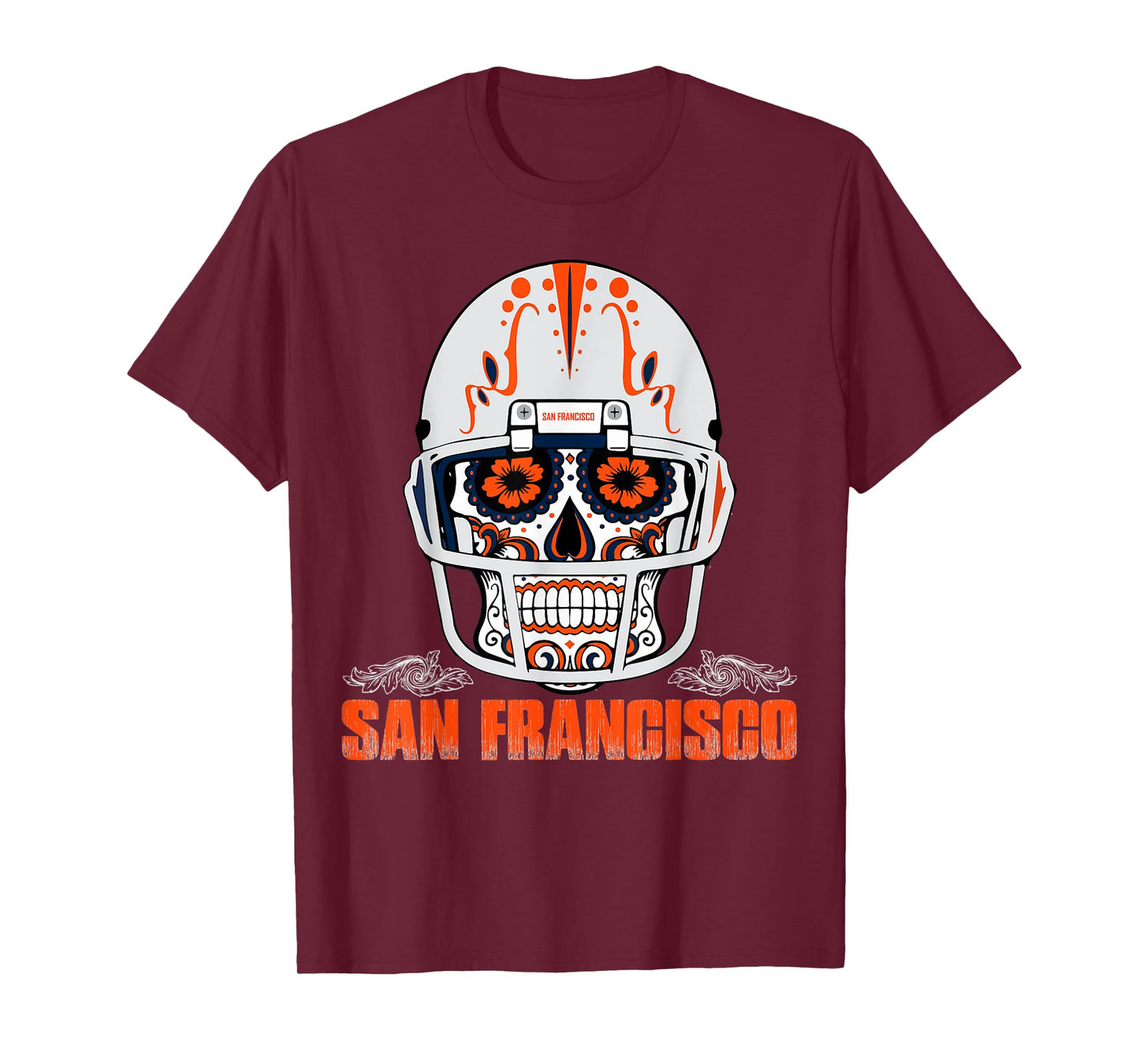 San Francisco Football Helmet Sugar Skull Day Of The Dead T-Shirt