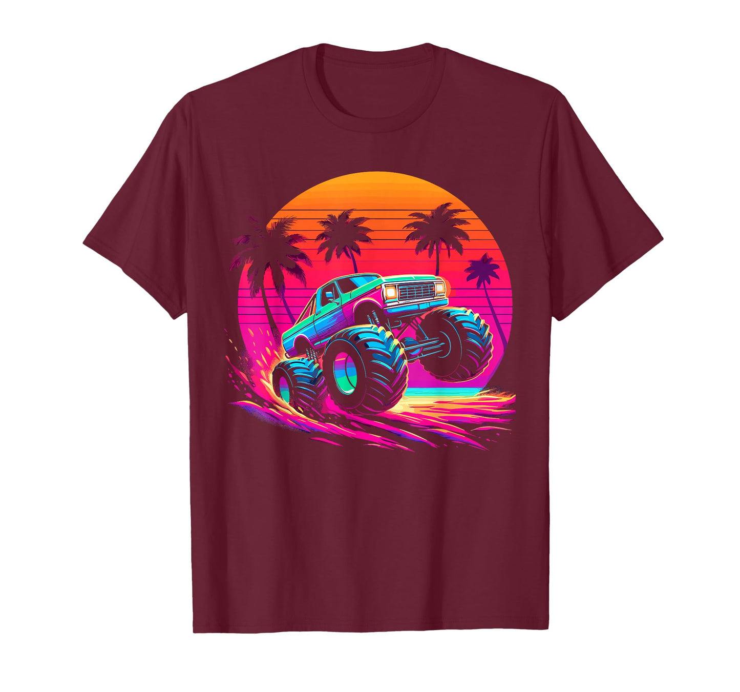 Monster Truck Retro Sunset Monster Truck T-Shirt