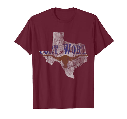 Fort Worth Flag Texas Home Love Family Vintage Fade Texan T-Shirt