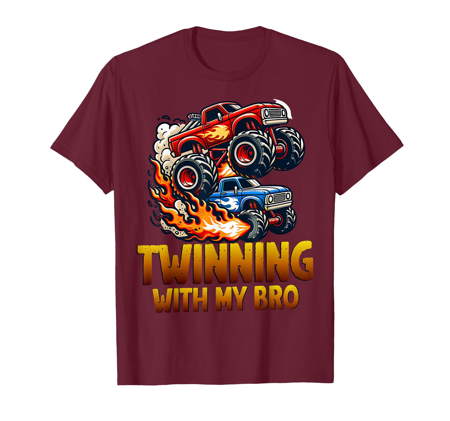 Twinning With My Bro Monster Trucks Twin Boys Matching Kids T-Shirt