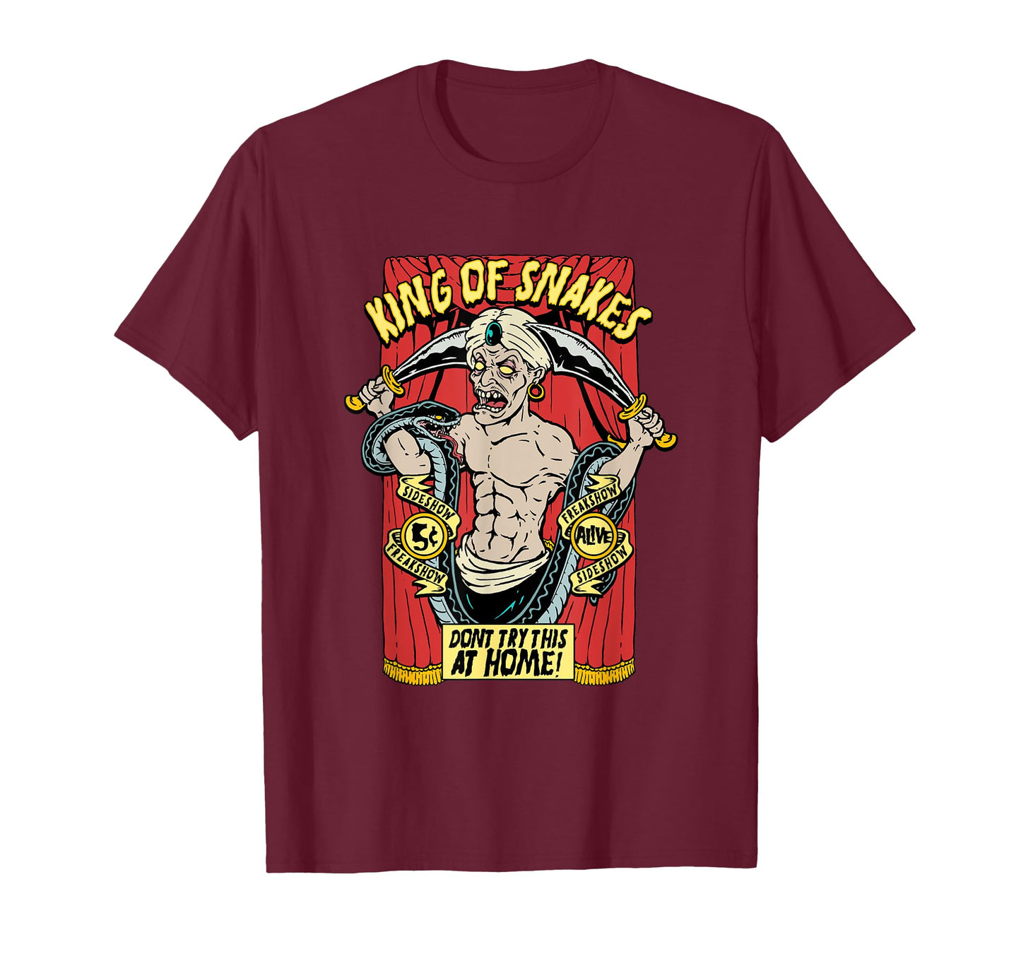Snake Charmer King of Snakes Carnival Sideshow Circus Freak T-Shirt