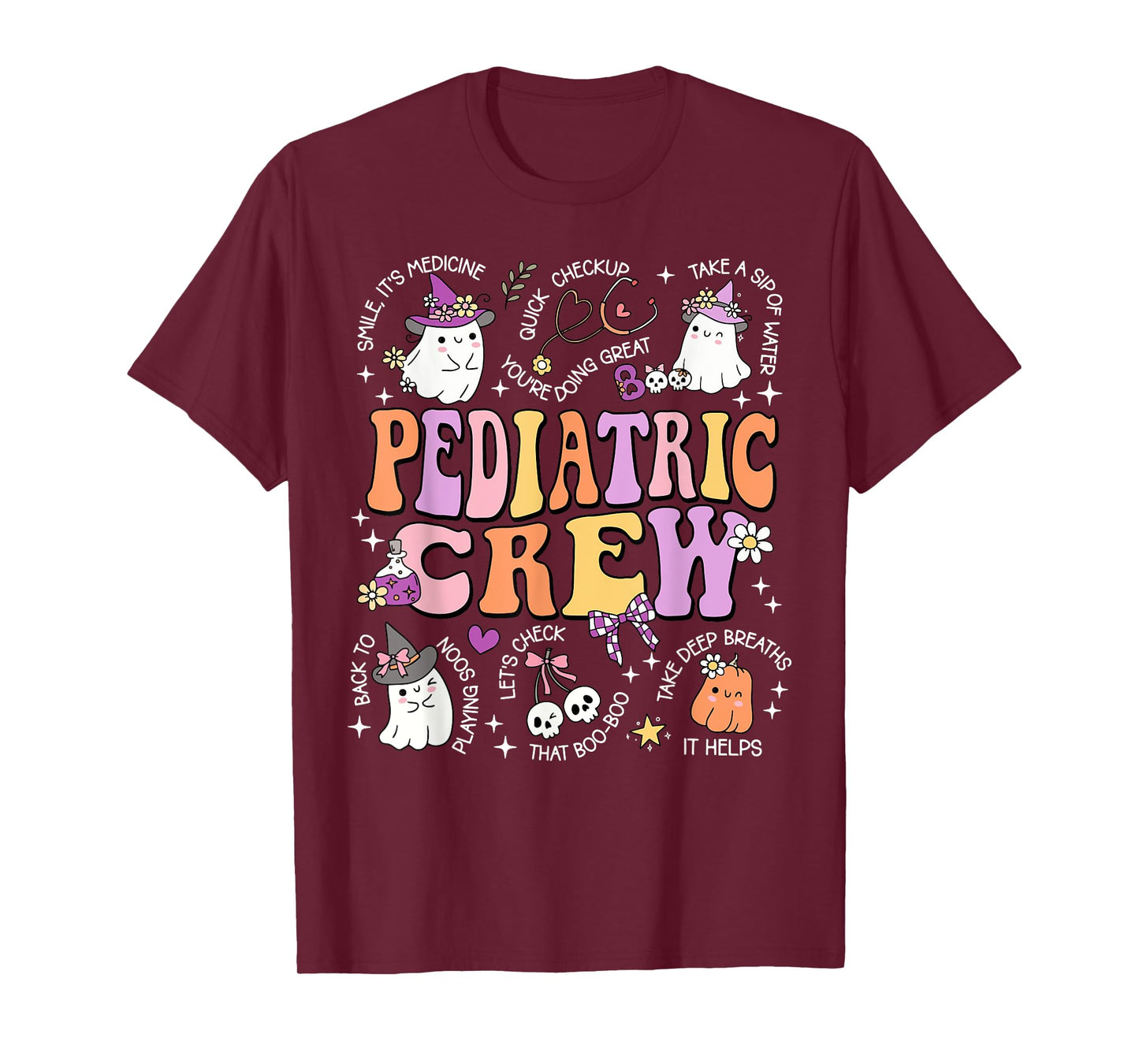Retro Pediatric Crew Ghost Spooky Peds Nurse Halloween T-Shirt