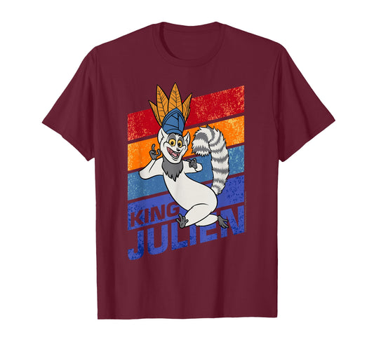 Madagascar King Julien Striped Portrait T-Shirt