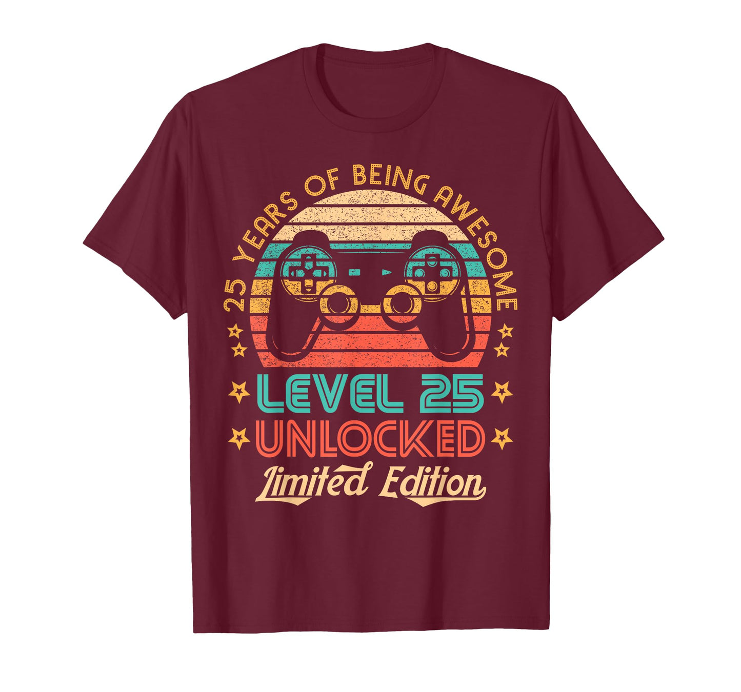 25th Birthday Level 25 Unlocked Limited Edition Gamer Gift T-Shirt