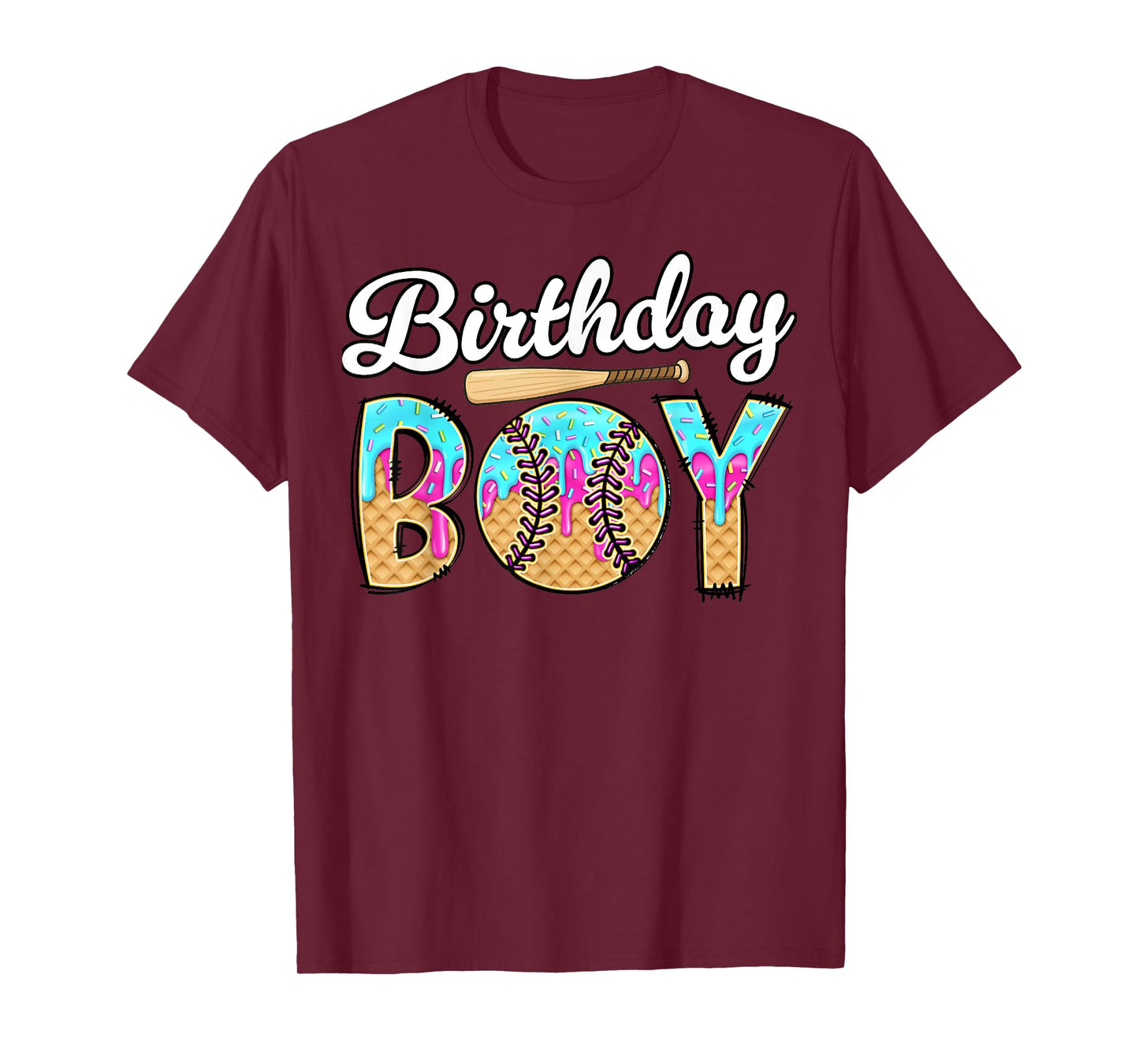 Baseball Drip 5 Year Old Ice Cream Drip Boys 5th Birthday T-Shirt