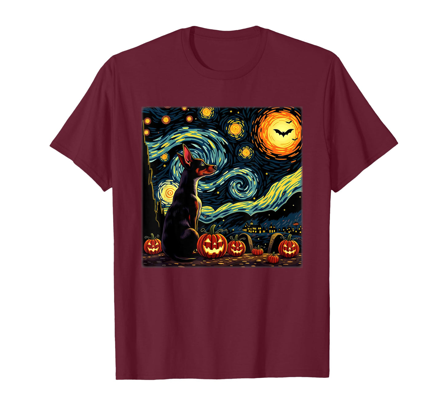 Spooky Halloween Rat Terrier Dog Starry Night T-Shirt