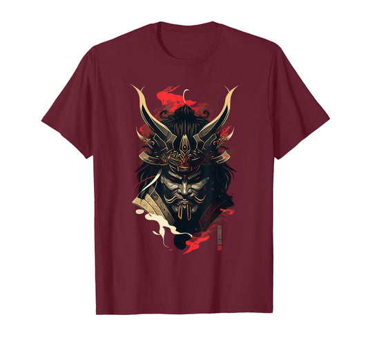 Samurai Mask Traditional Japanese Warrior Sword Retro Tattoo T-Shirt