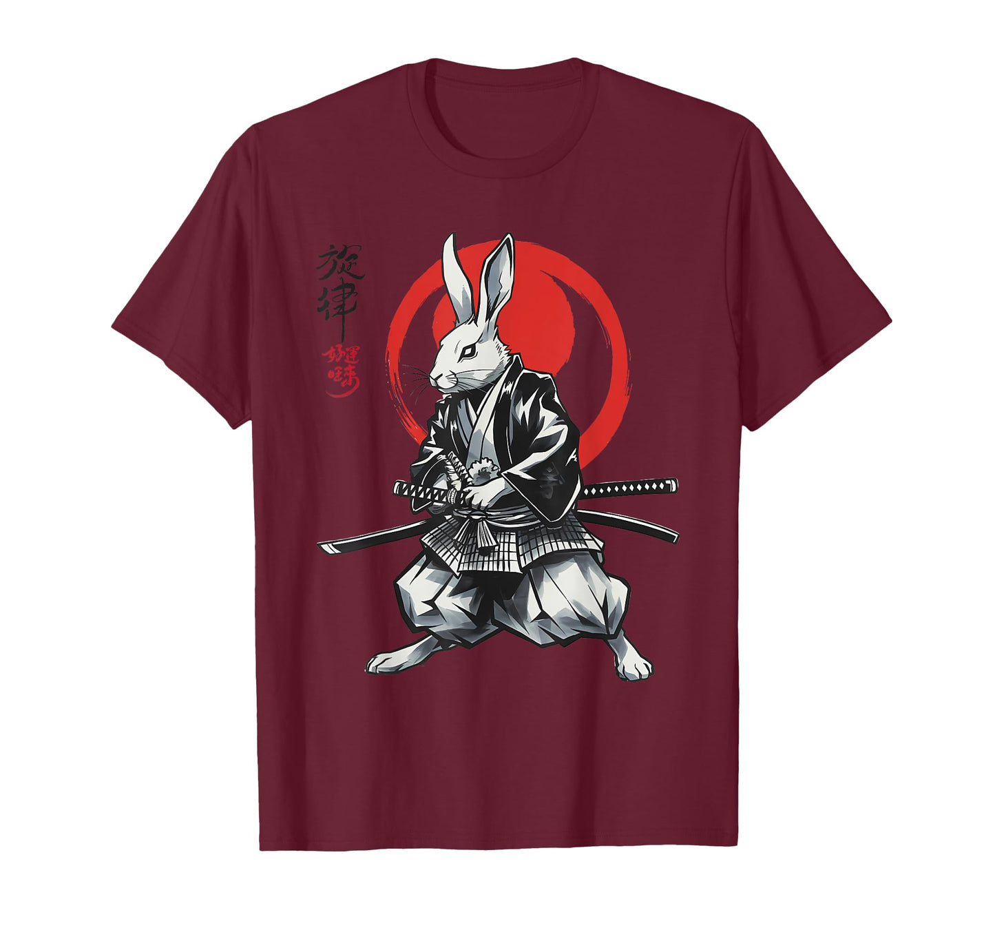 Samurai Ronin Rabbit Ukiyo Ink Warrior Japanese Rabbit Art T-Shirt