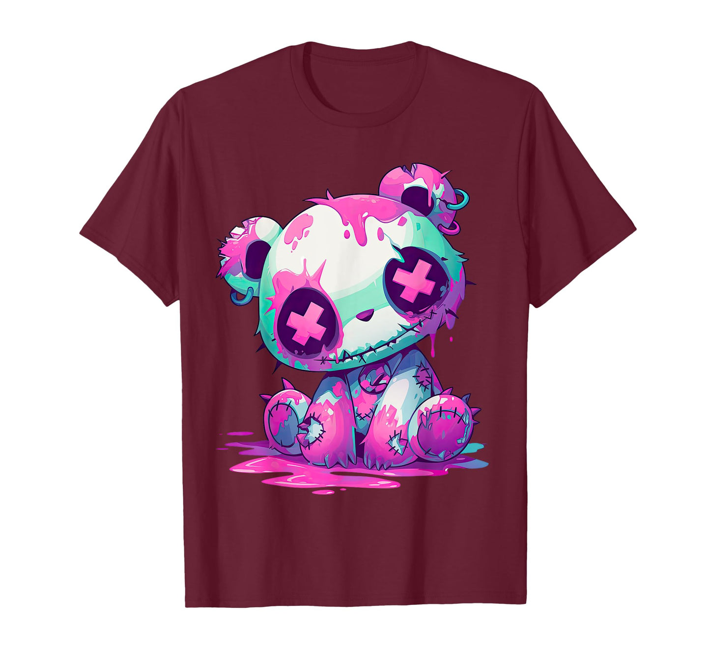 Kawaii Pastel Goth Creepy Cute Pink Zombie Panda T-Shirt