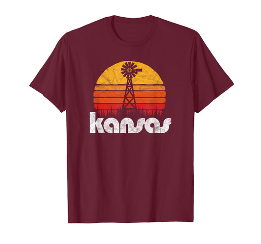 Vintage Kansas Distressed 80's Sun & Windmill Graphic T-Shirt