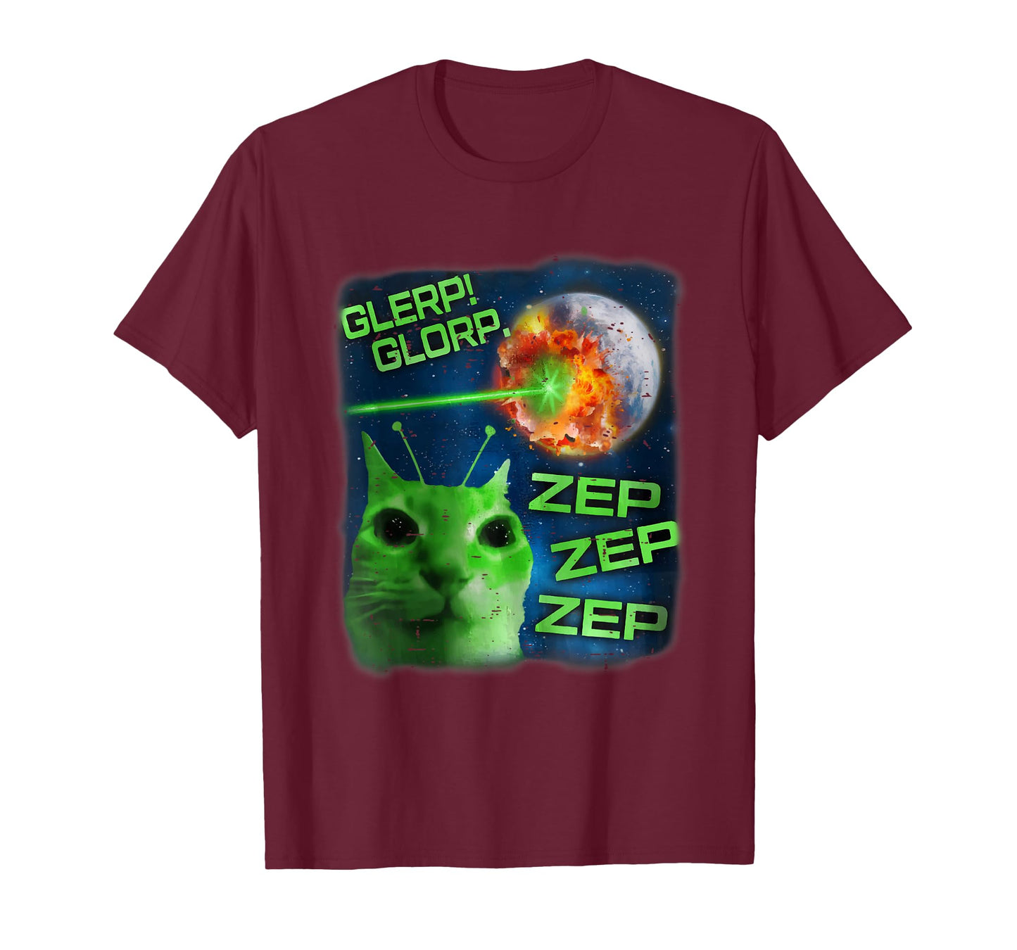 Vintage Glerp Glorp Alien Cat Meme Funny Brainrot Cat Lover T-Shirt