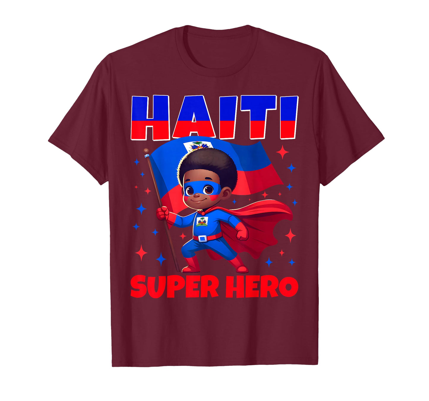 Haiti Super Hero Haiti Flag Melanin for Black Boys Kids T-Shirt