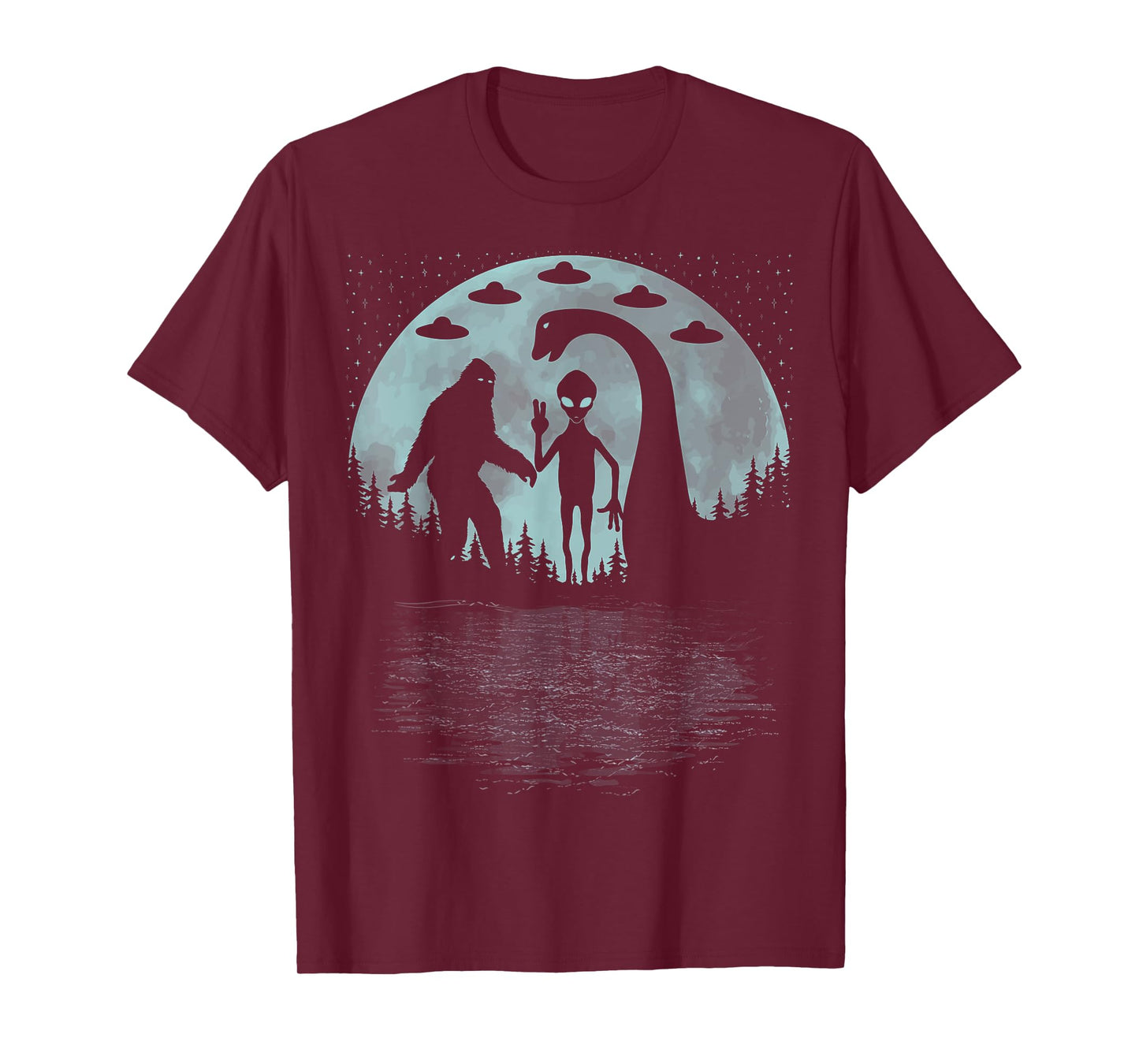 Bigfoot Loch Ness Monster Sasquatch Ufo Nessie And Aliens T-Shirt