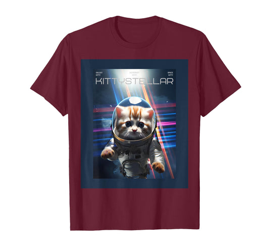 Astronaut Cat with Interstellar Space Aesthetic Movie Poster T-Shirt
