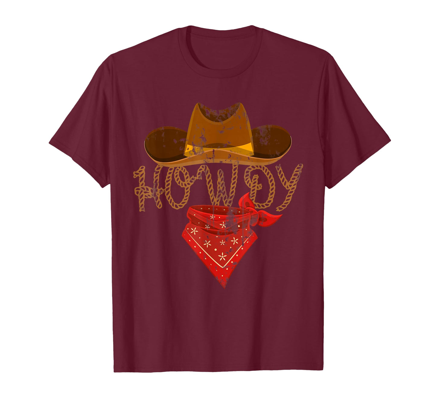 Western Cowboy Tees Howdy T-Shirt - Classic Fit, Short Sleeve, Black Polyester & Cotton