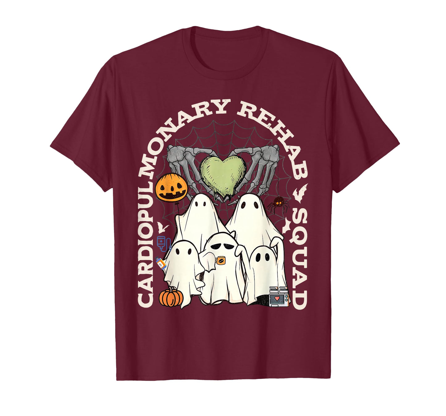 Cardiopulmonary Rehab Squad Nurse RN Halloween Spooky Ghost T-Shirt