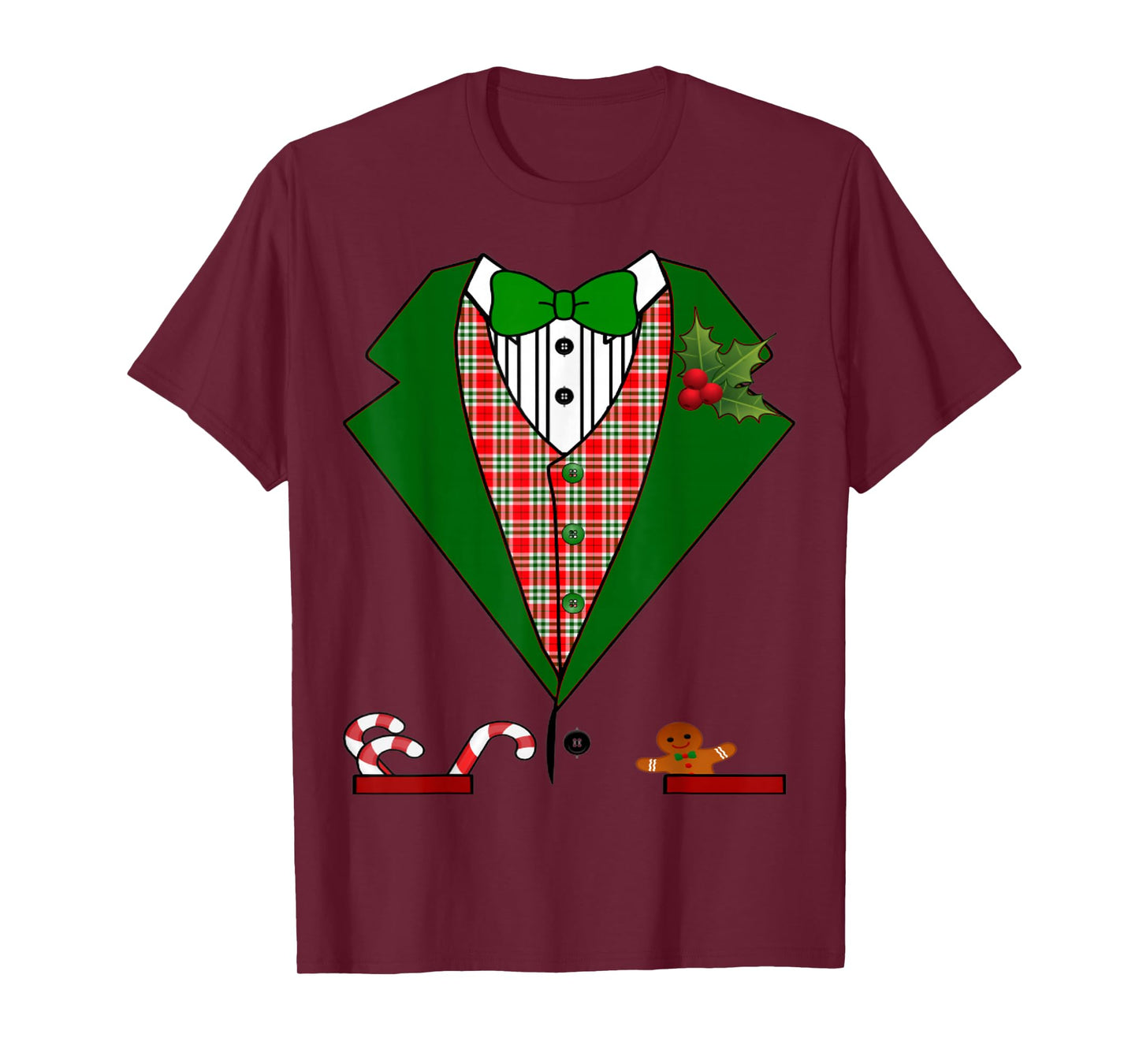 Tuxedo For Men & Boys Christmas Red And Green Tux T-Shirt