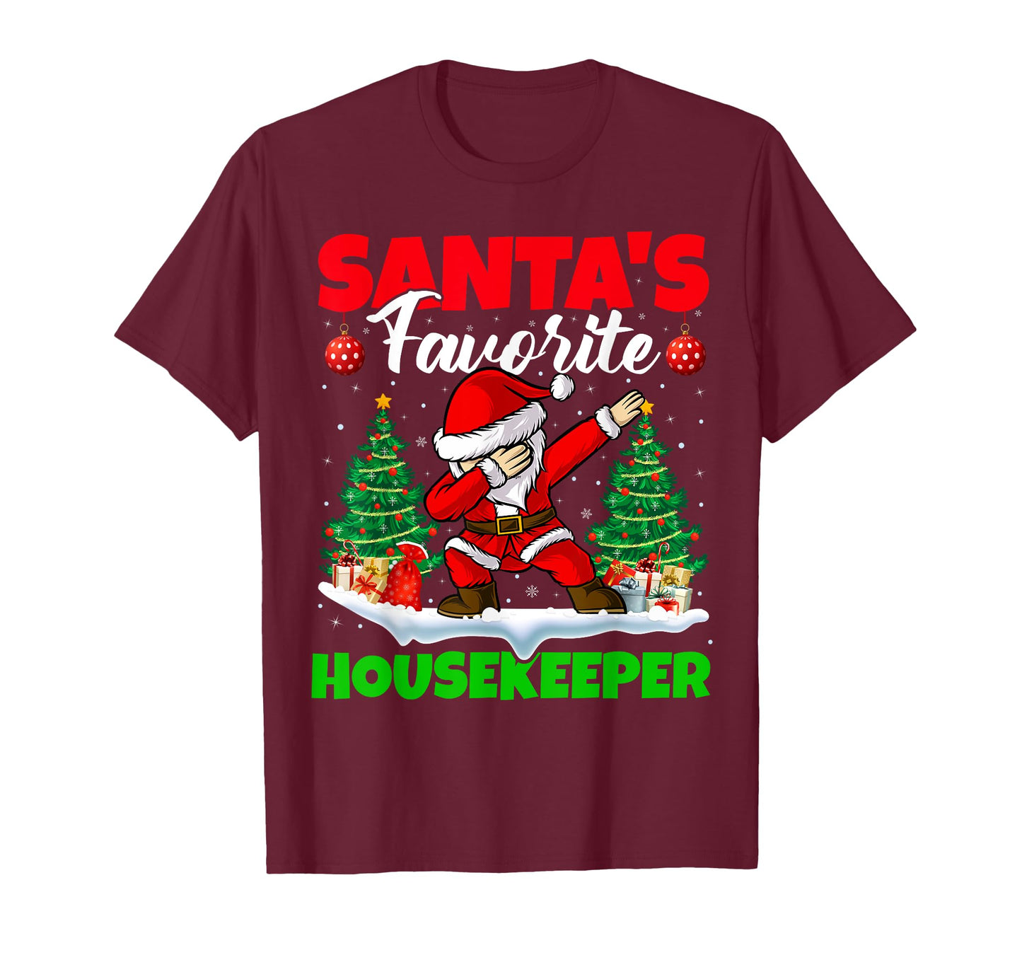 Xmas Dabbing Santa's Favorite Housekeeper Christmas T-Shirt