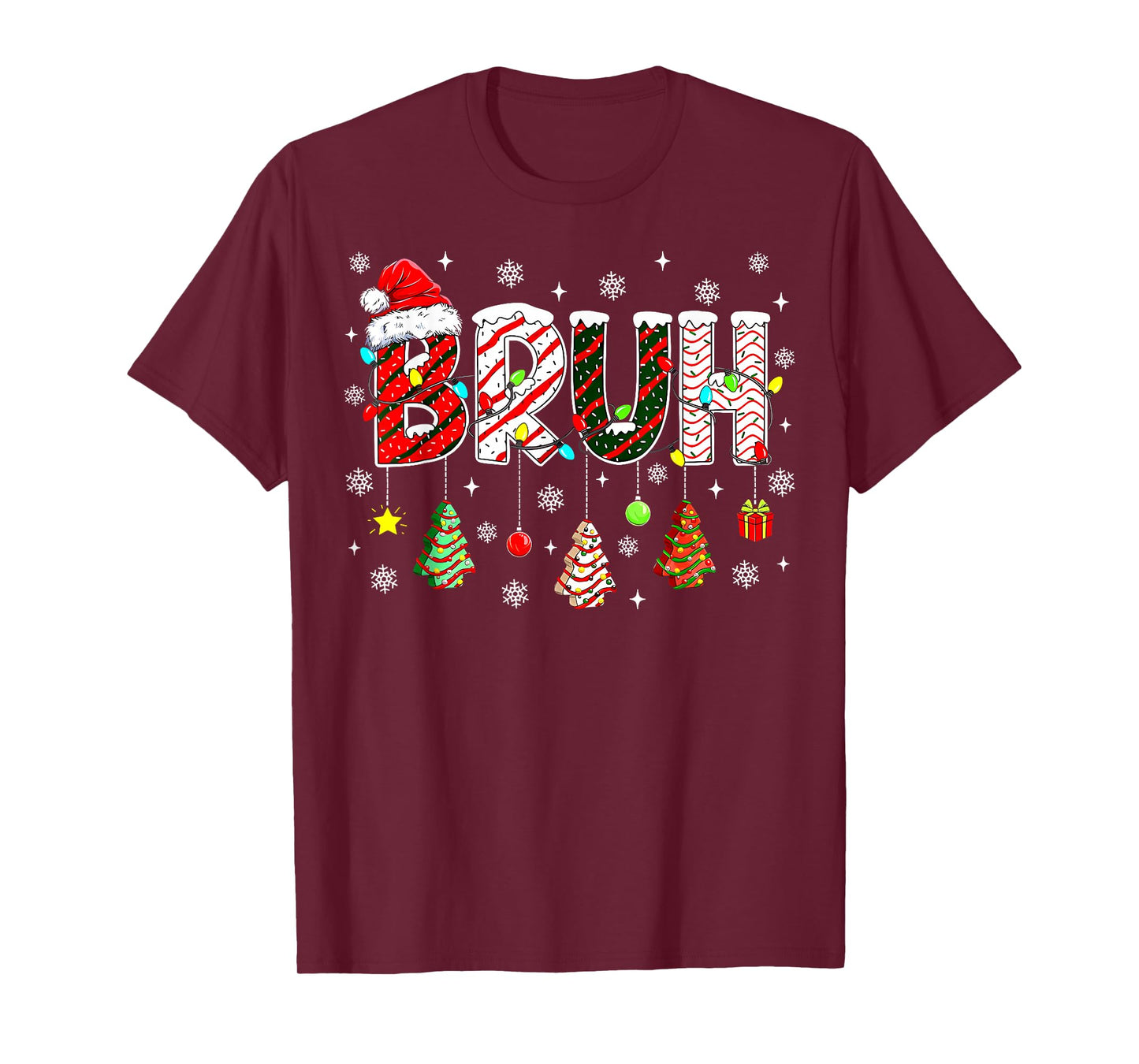 Bruh Funny Christmas Red Plaid Teens Boys Kids Xmas Pajamas T-Shirt