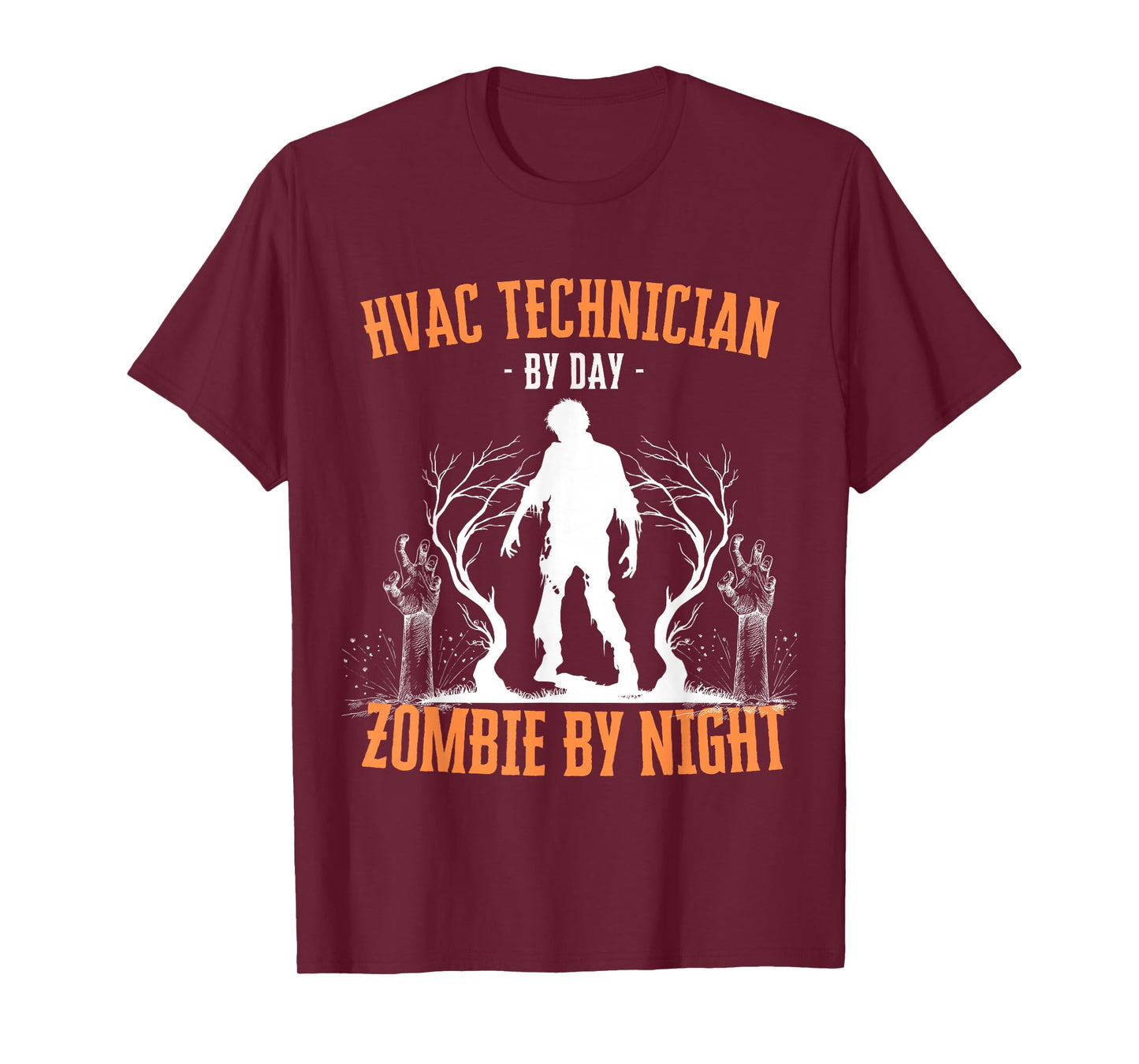 HVAC Technician by Day Zombie by Night Funny Halloween Scary T-Shirt