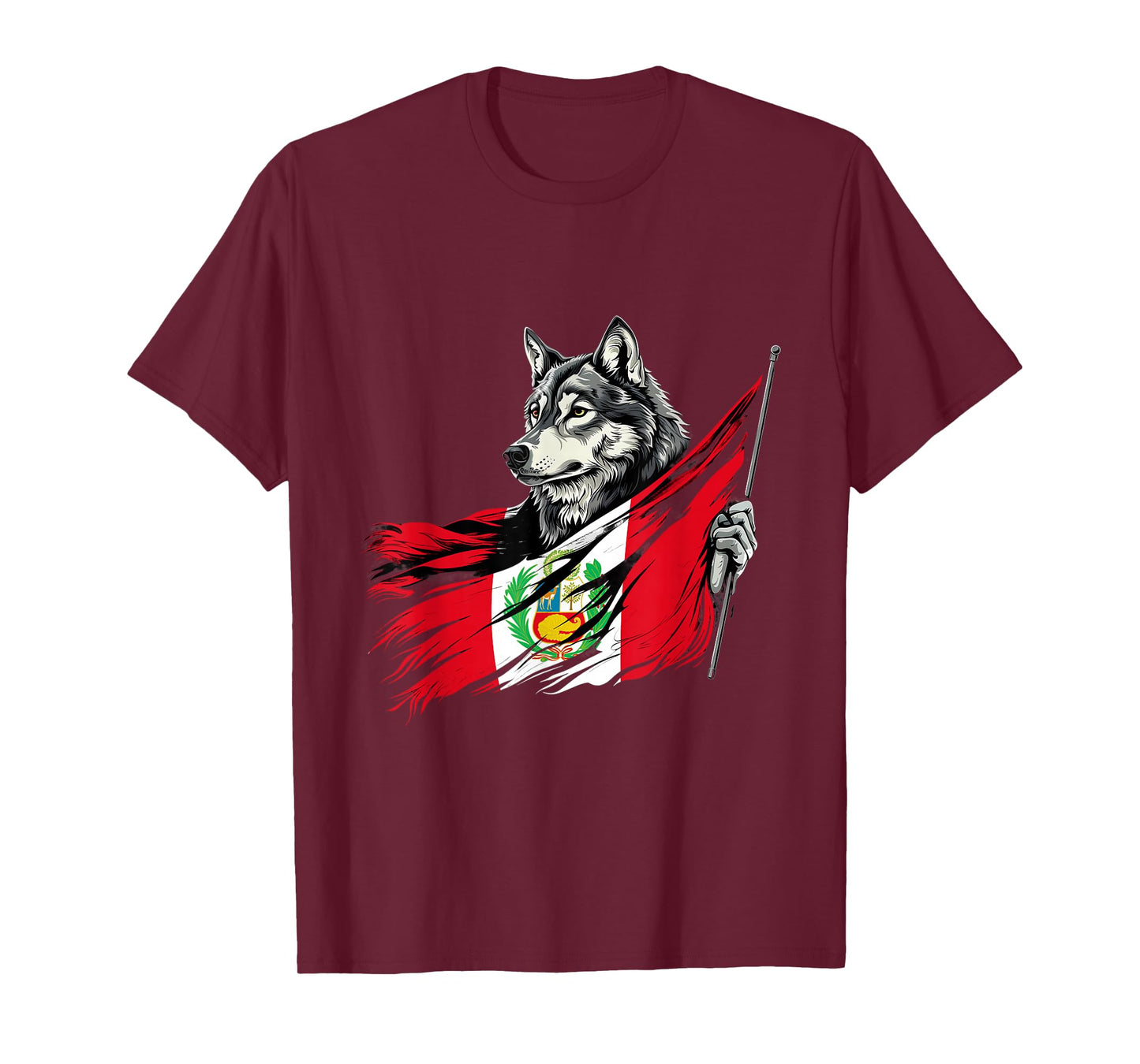 Peru Peruvian Pride Wolf Peruvian Roots Peruvian Flag T-Shirt
