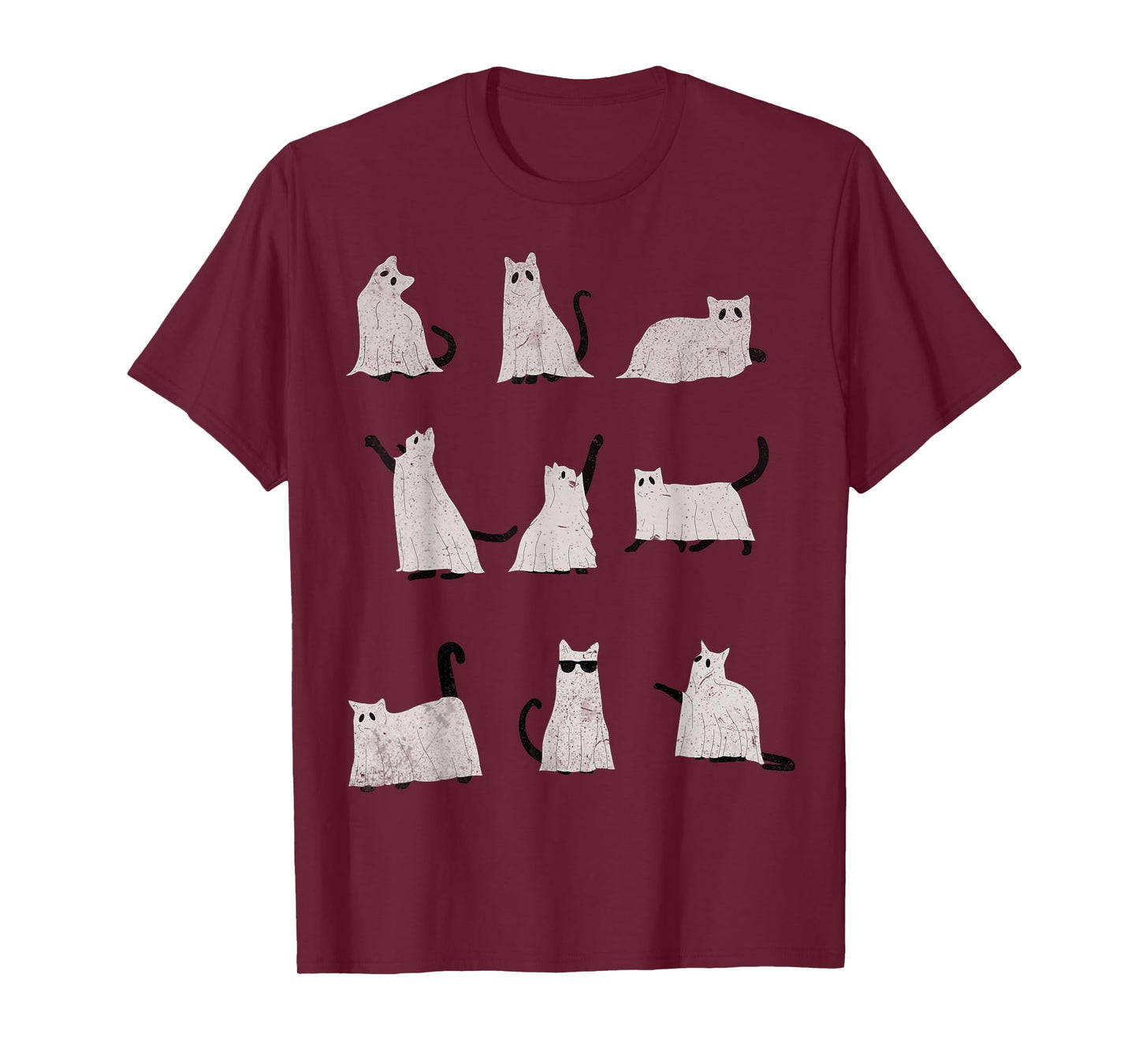 Scary Boo Cute Ghost Cat Kitty Vintage Halloween Costume T-Shirt for Men Women Kids