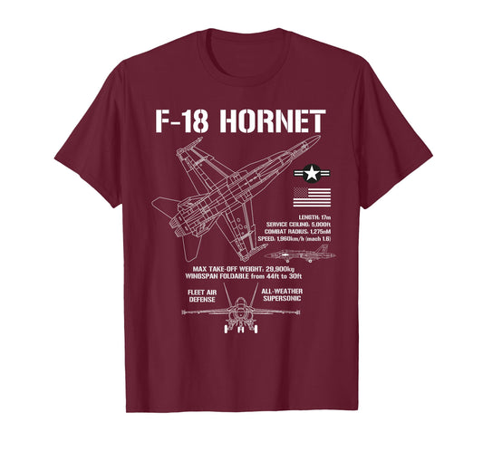 F-18 Hornet Fighter Jet Specs Military Airplane F18 Hornet T-Shirt