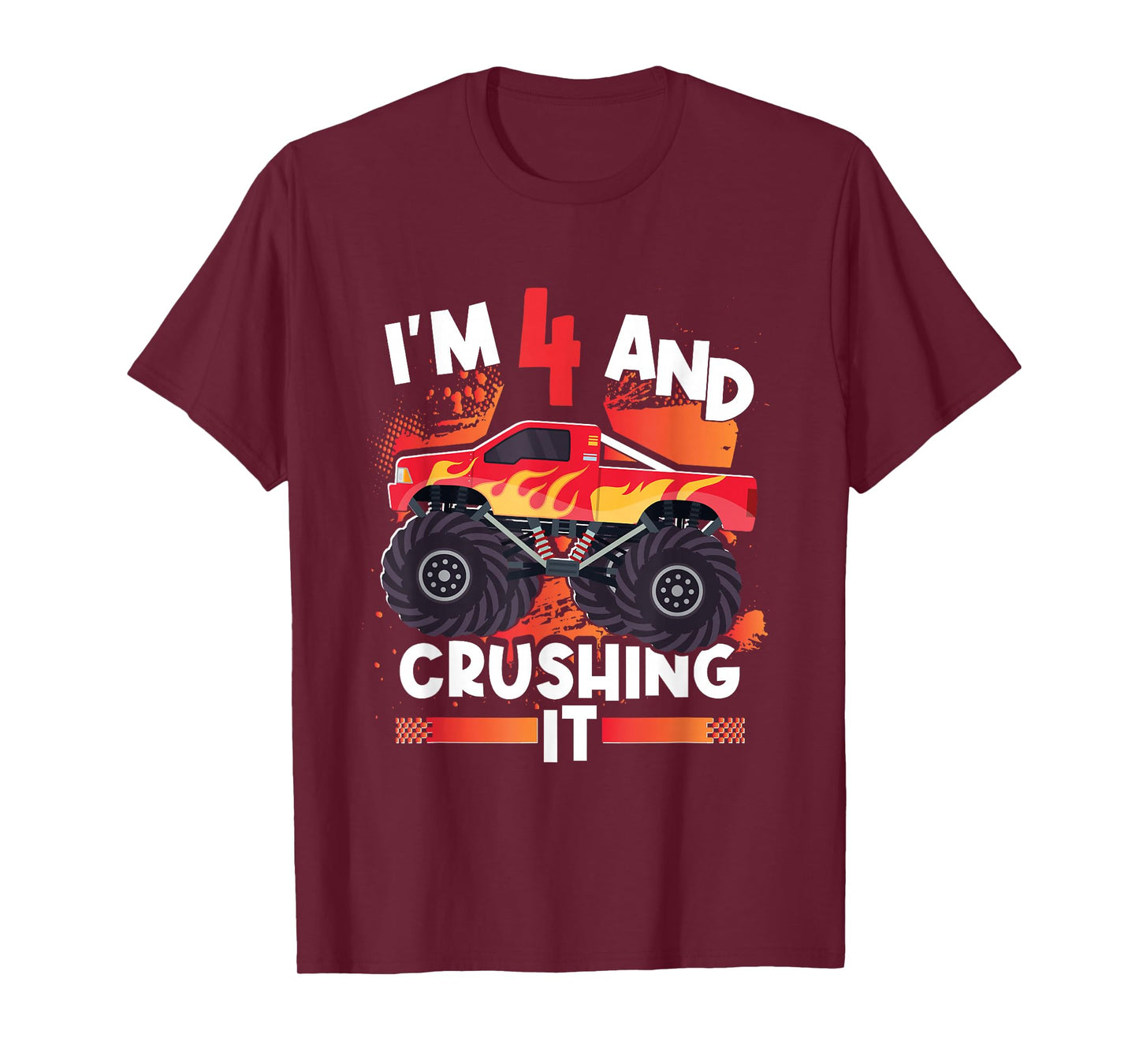 4 And Crushing It Monster Truck 4th Birthday Kids Girl Boy T-Shirt