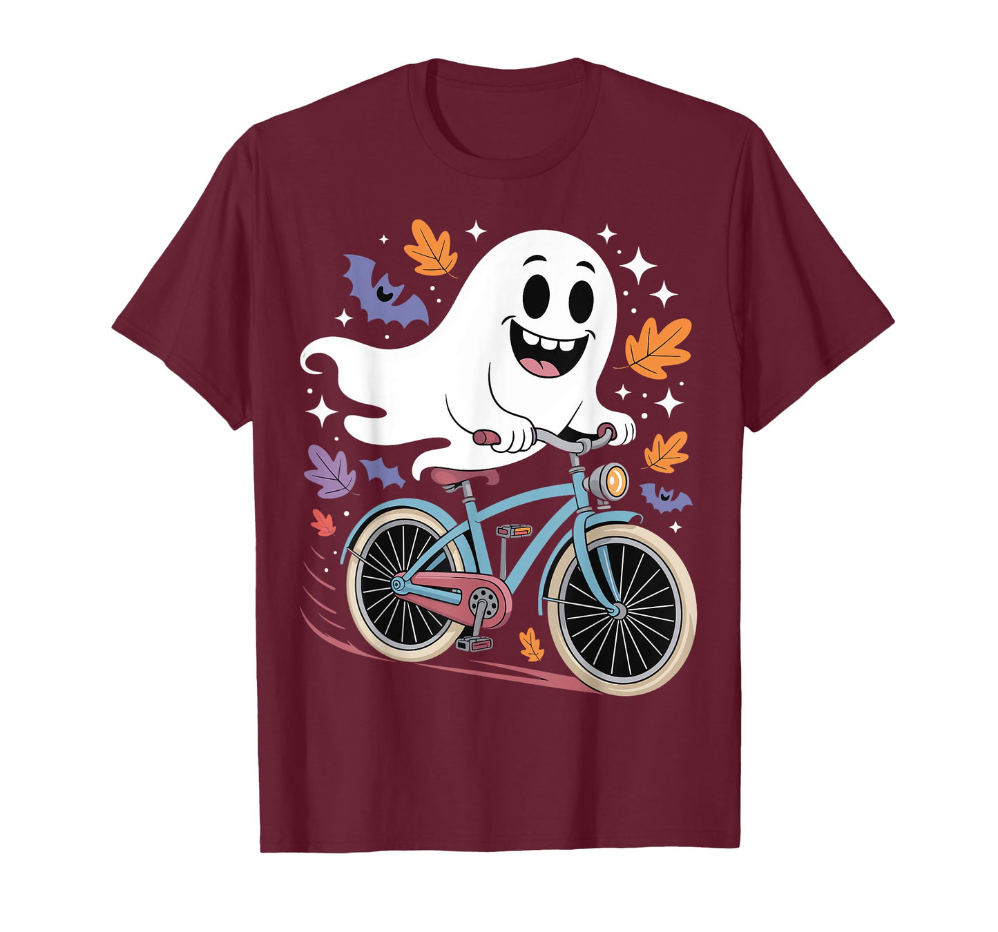 Funny Ghost Riding Bicycle Halloween Trick or Treat T-Shirt