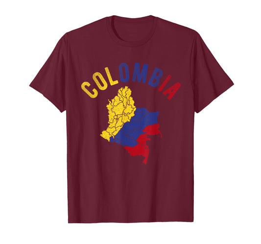 Colombia Map Flag Colombian National Expat Heritage T-Shirt