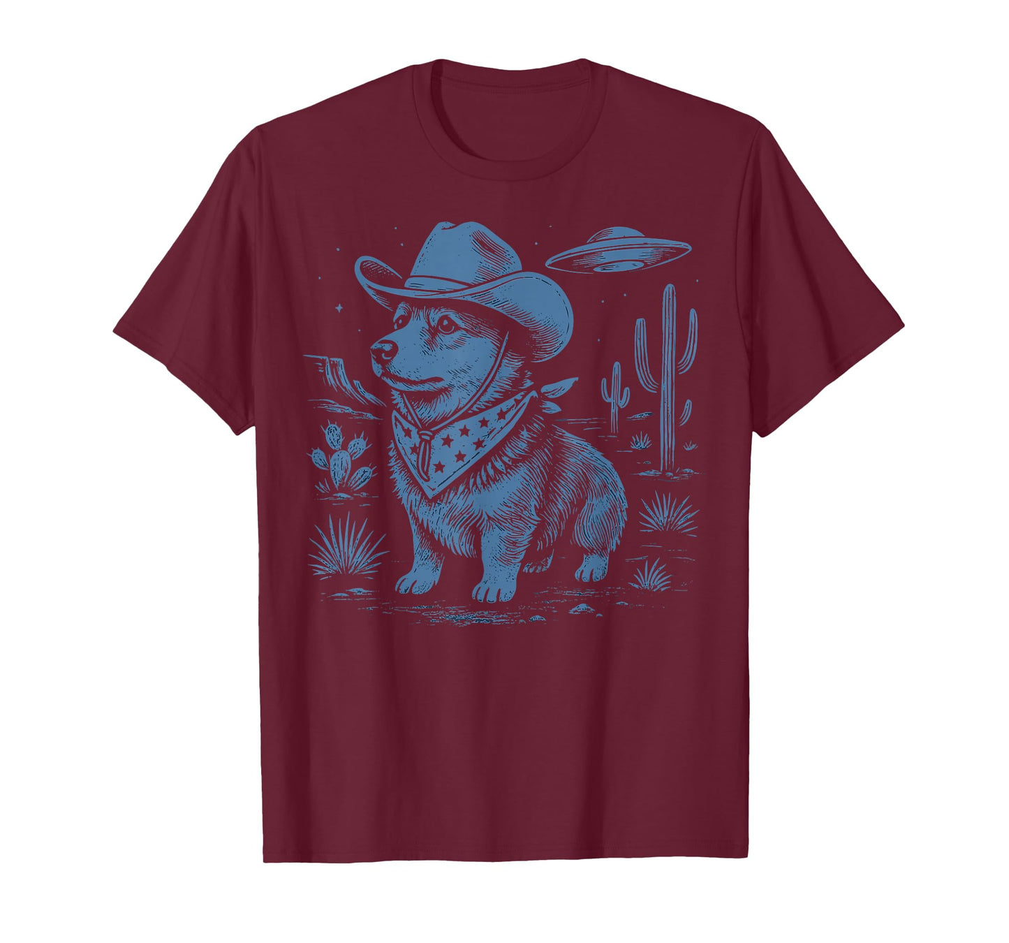 Corgi Cowboy UFO Alien T-Shirt