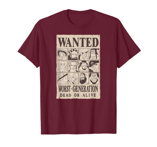 One Piece Anime Worst Generation Wanted Poster Collage T-Shirt