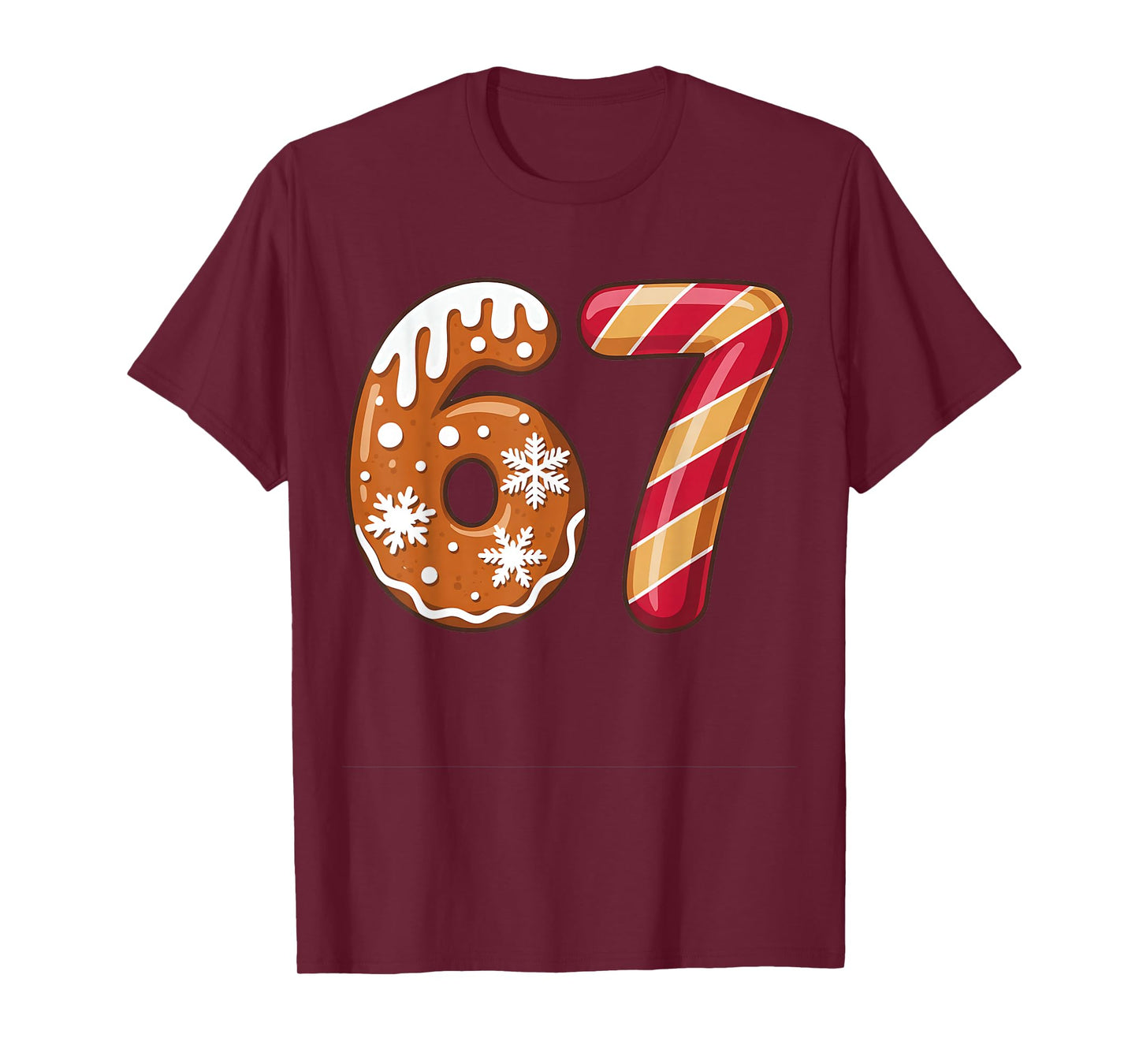 67 Six Seven 6-7 Gingerbread Candy Cane Christmas Kids T-Shirt