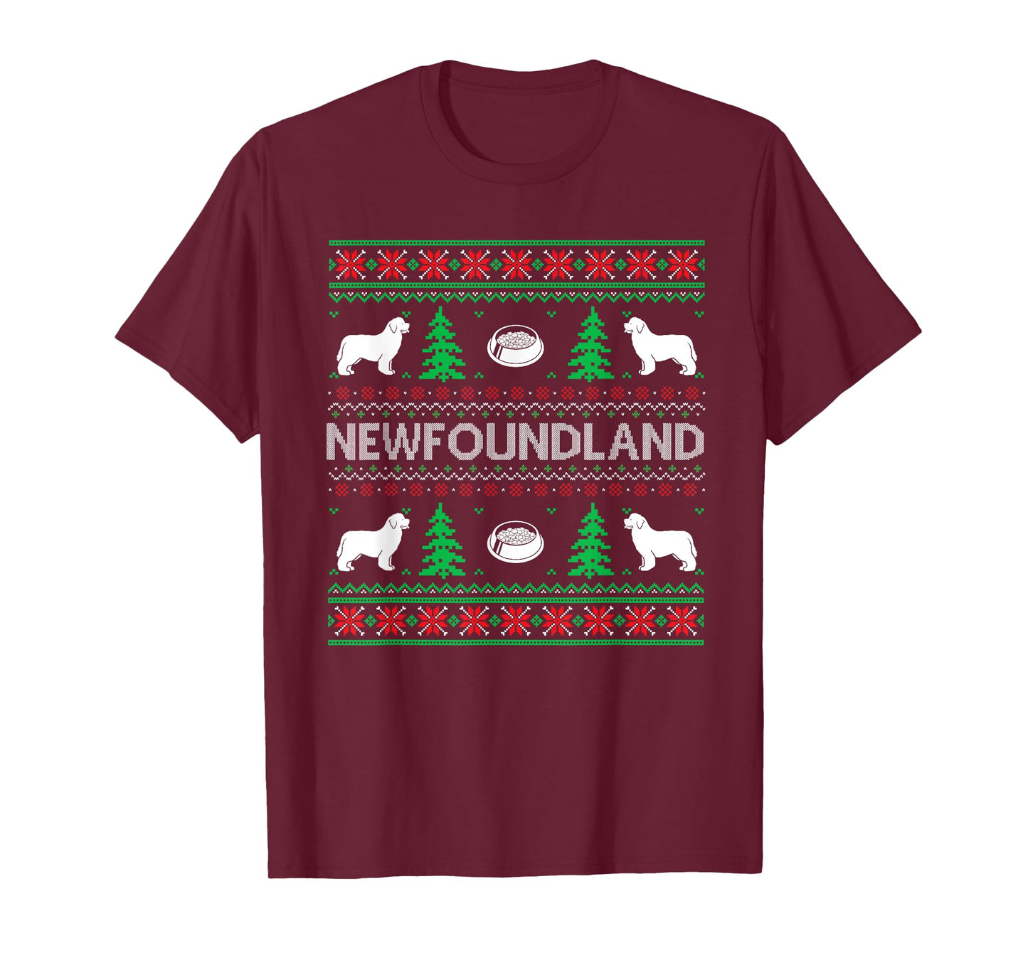 Ugly Christmas Sweaters Matching Newfoundland Dog Holiday T-Shirt