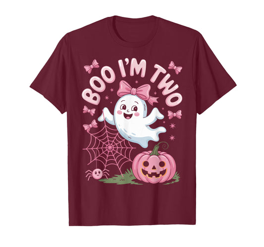 Boo I'm Two Second Birthday Halloween Ghost Pumpkin Kids T-Shirt