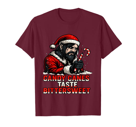 Candy Canes Taste Bittersweet Emo Santa Holiday Tears T-Shirt