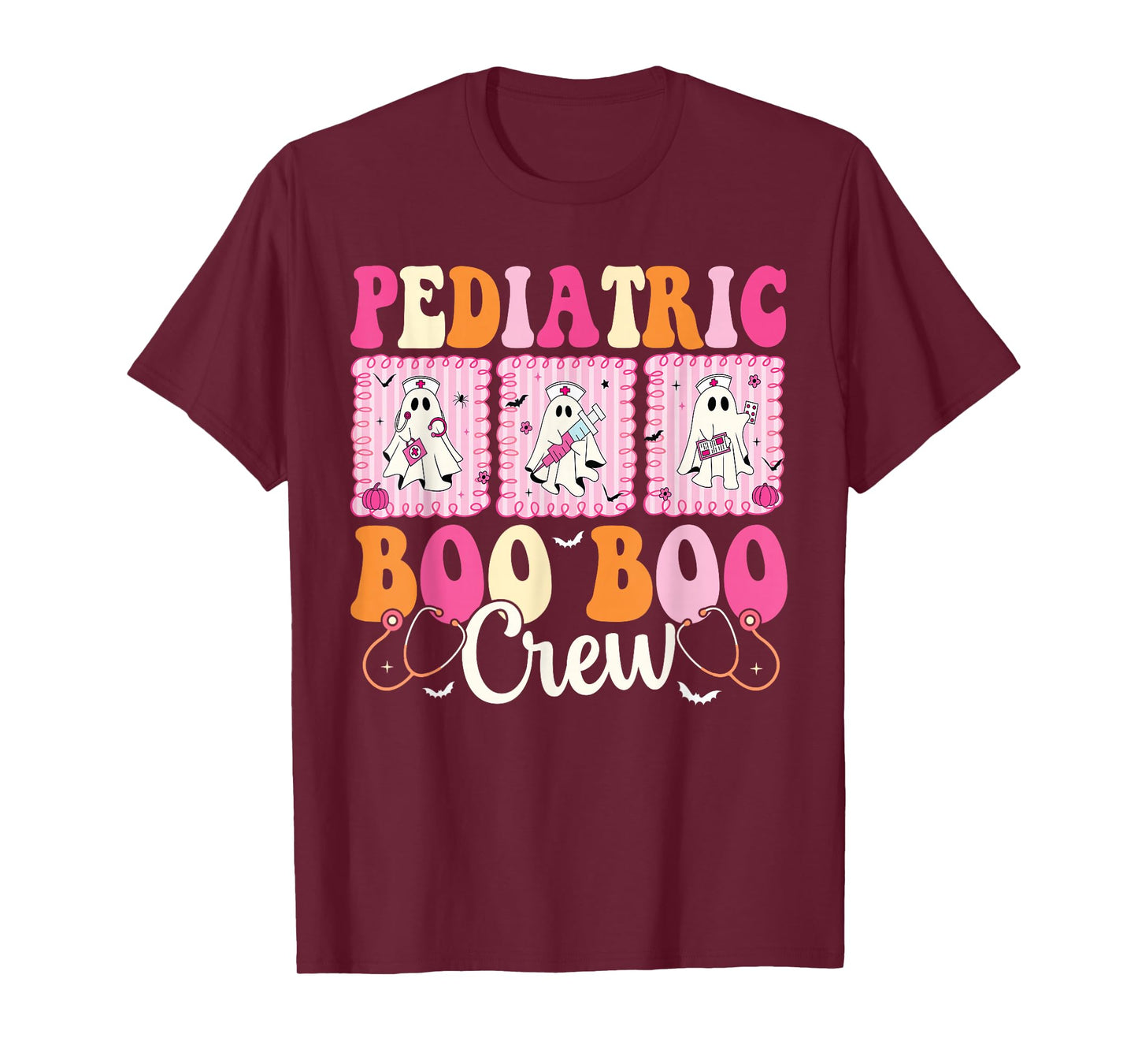 Pediatric Nurse Boo Boo Crew Ghost Nurse Halloween Costume T-Shirt
