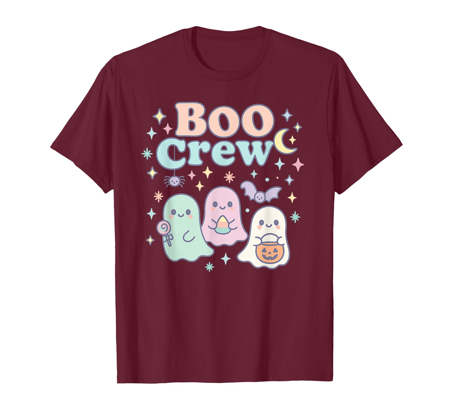 Cute Pastel Boo Crew Halloween Groovy Ghosts Candy Pumpkin T-Shirt