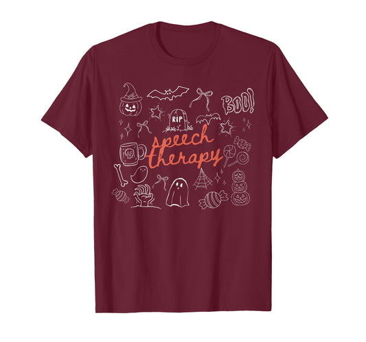 Halloween Speech Therapy Boo Ghost SLP Spooky Season T-Shirt
