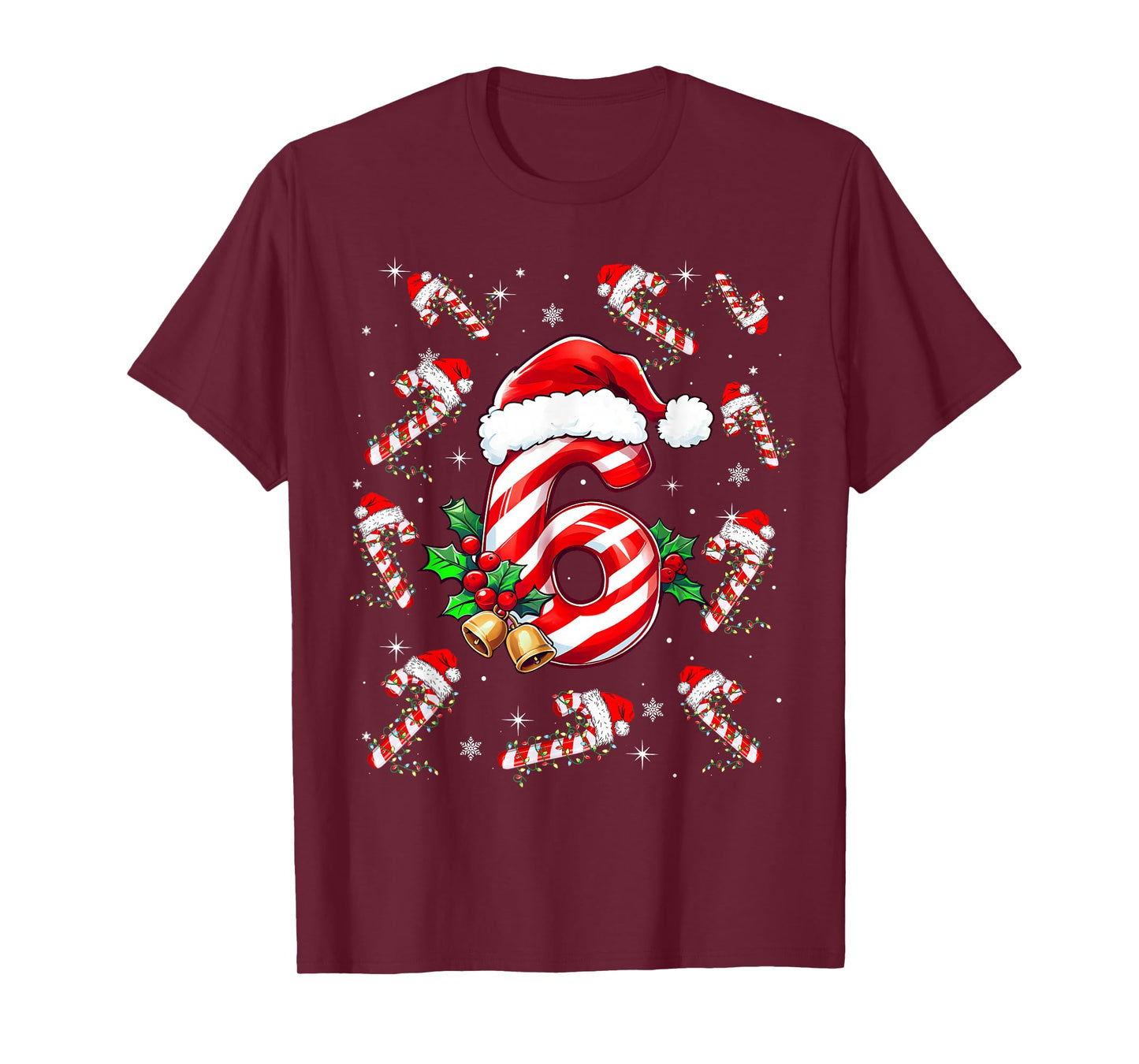 Christmas Fun Six Seven 6 7 Meme Slang Couples Candy Cane T-Shirt