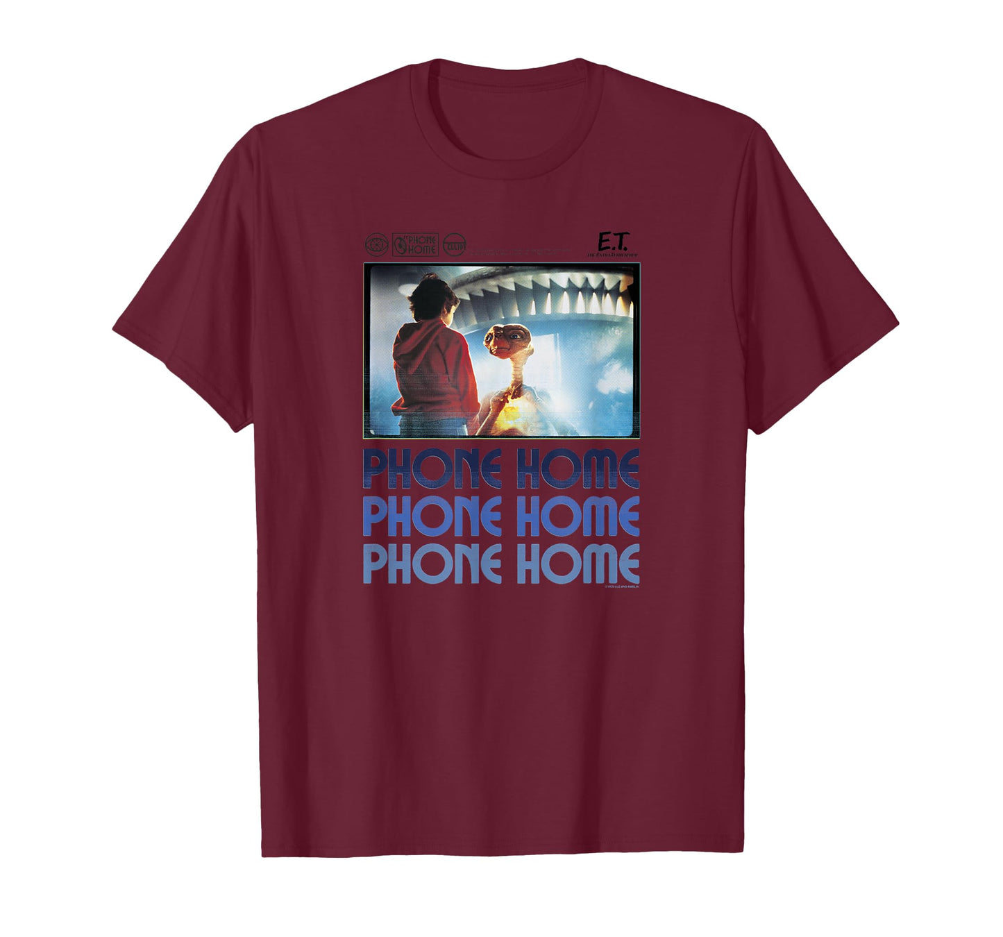 E.T. And Elliott Phone Home Spaceship Poster T-Shirt