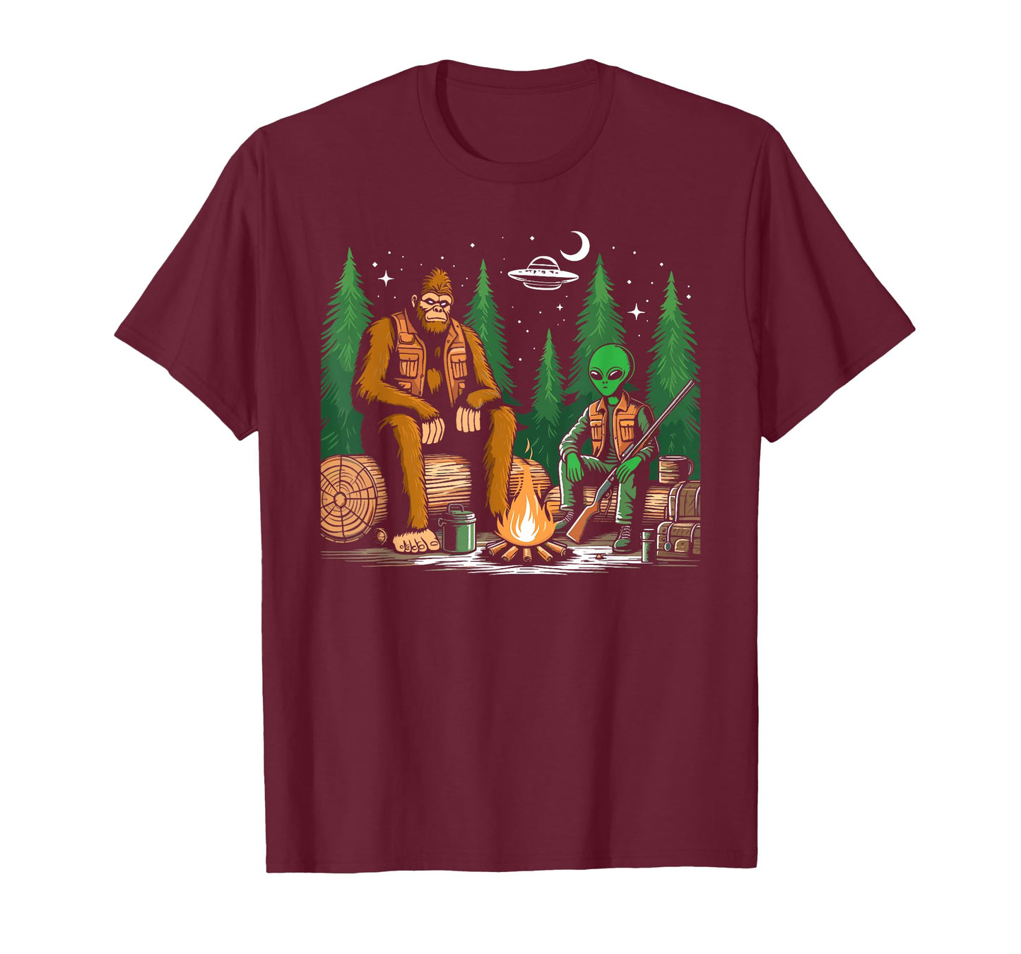 Bigfoot and alien hunting sasquatch alien Hunter funny T-Shirt
